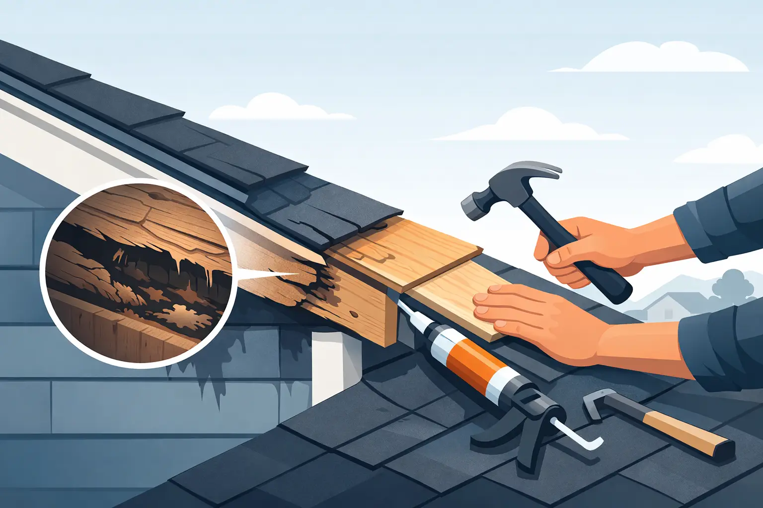 Dry Rot Repair Around Roof Before Damage Spreads