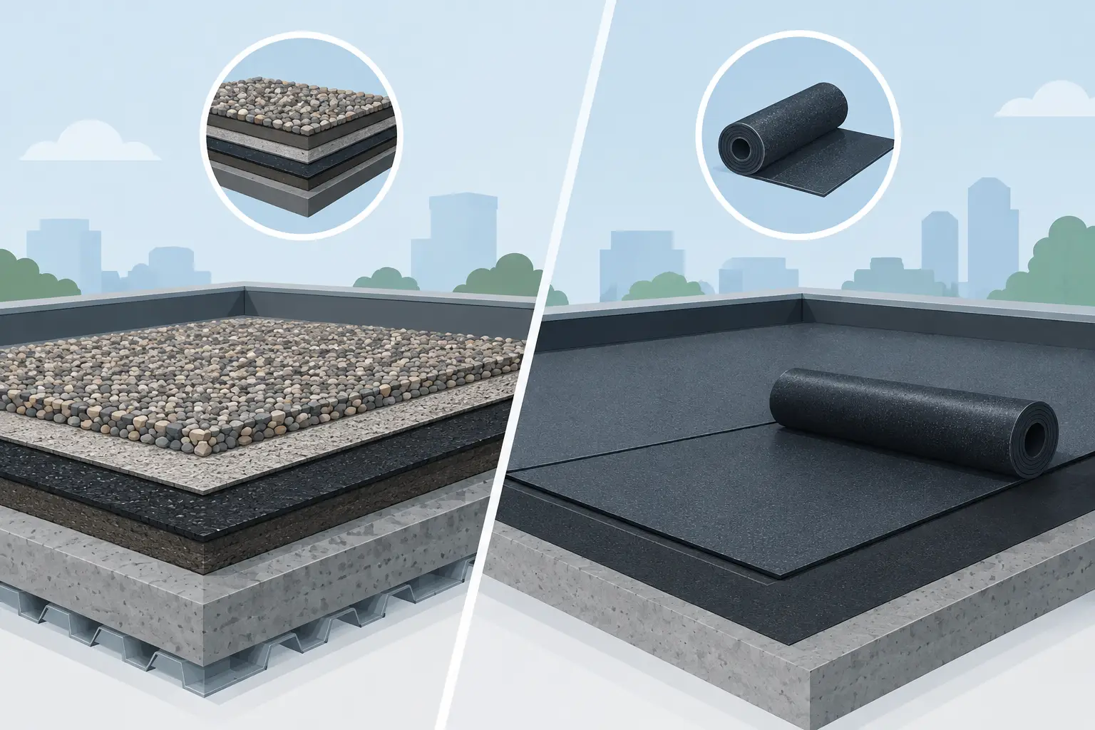 Built Up vs Modified Bitumen Roofing